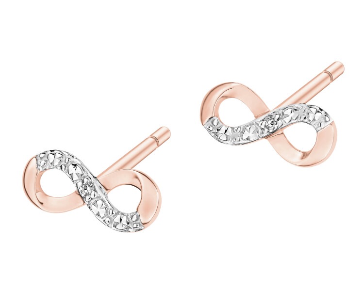 Náušnice z růžového zlata s diamanty - nekonečno - 0,006 ct - ryzost 585
